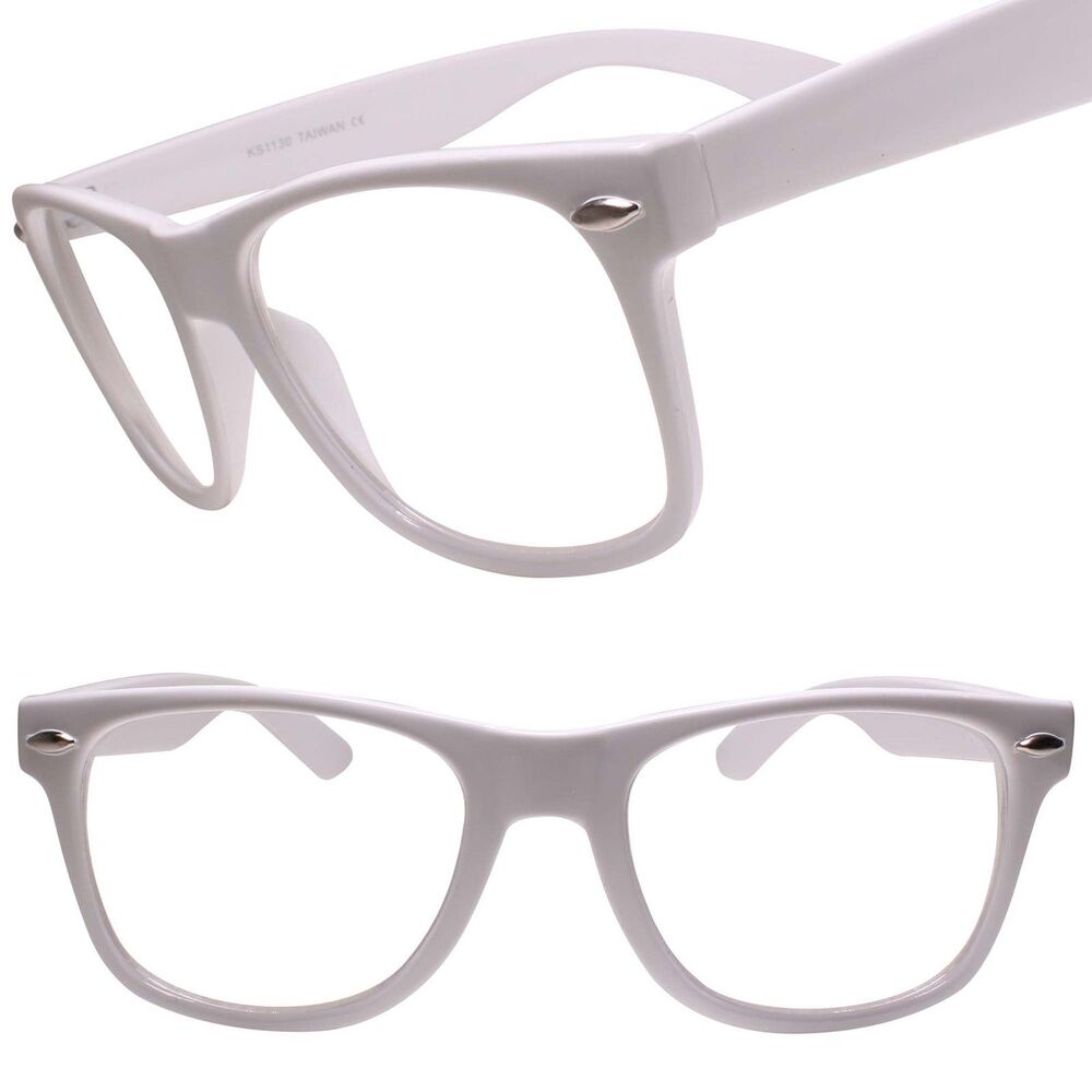 Classy 80s 90s Dapper Clubbing Horn Rimmed White Frame Clear Lens Glasses